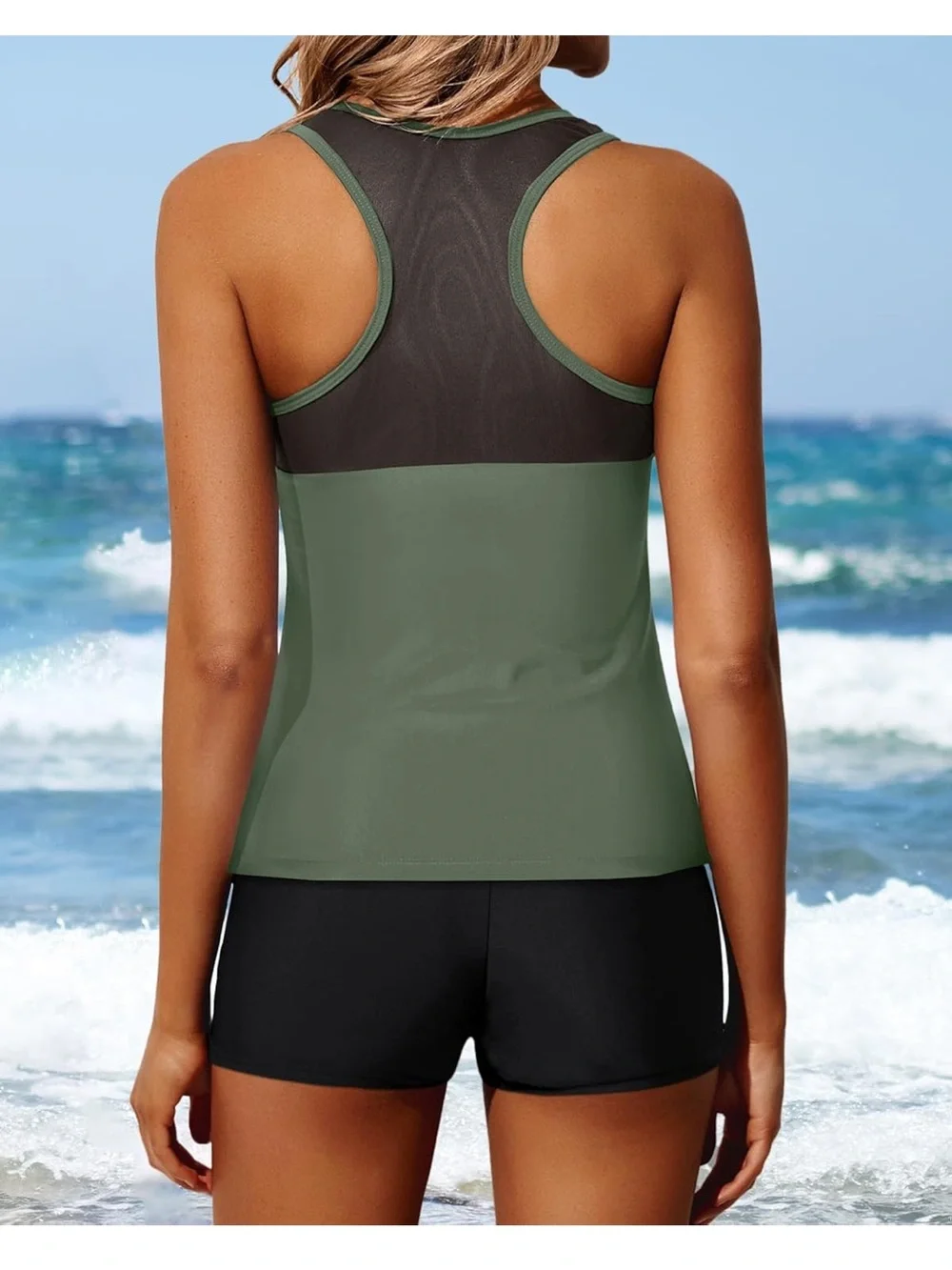 Athletic Tankini With Shorts Racerback Two Piece Sporty M. 2272/crt-3